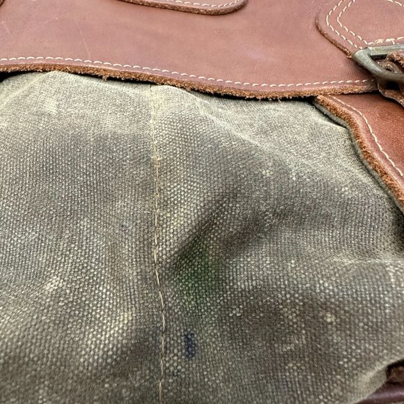 Vintage LL Bean Waxed Cotton Canvas & Leather Messenger Briefcase - Picture 15 of 16